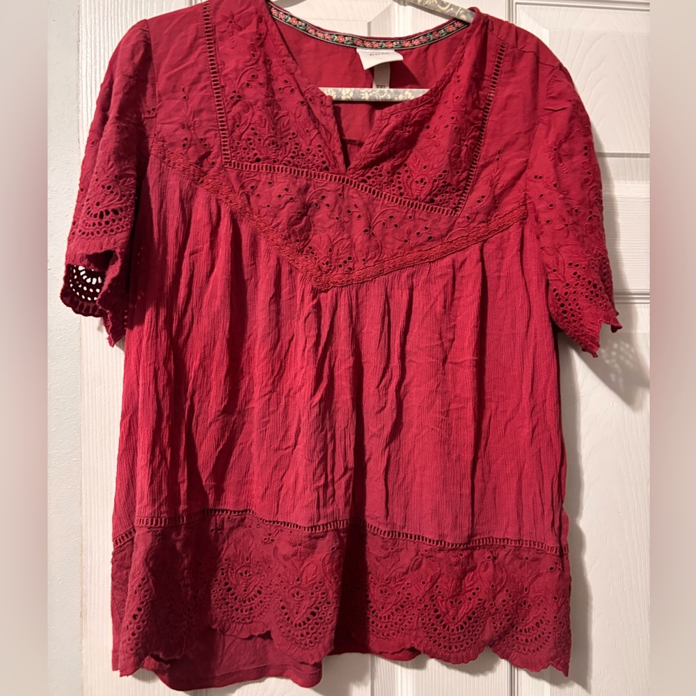 Knox Rose Red Lace Blouse